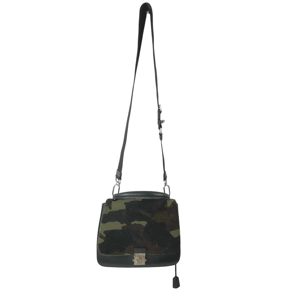 Michael Kors Mia Green Camo Calf Hair Shoulder Crossbody Satchel Handbag OS